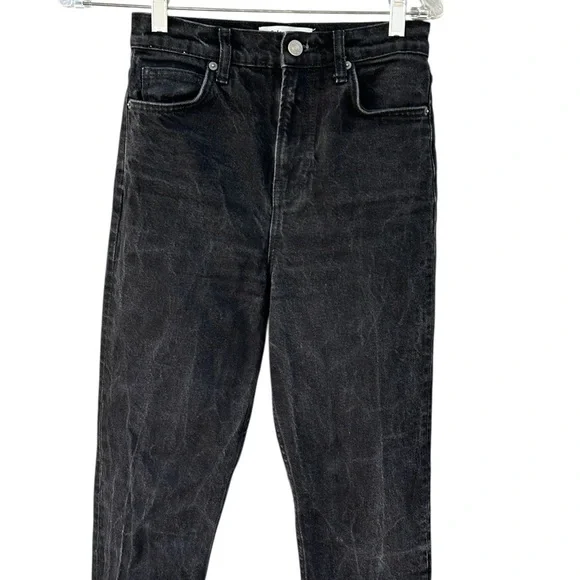 Reformation Liza Slit Hem Ultra High Rise Straight Long Jeans - Size 25 - Black - Picture 8 of 14